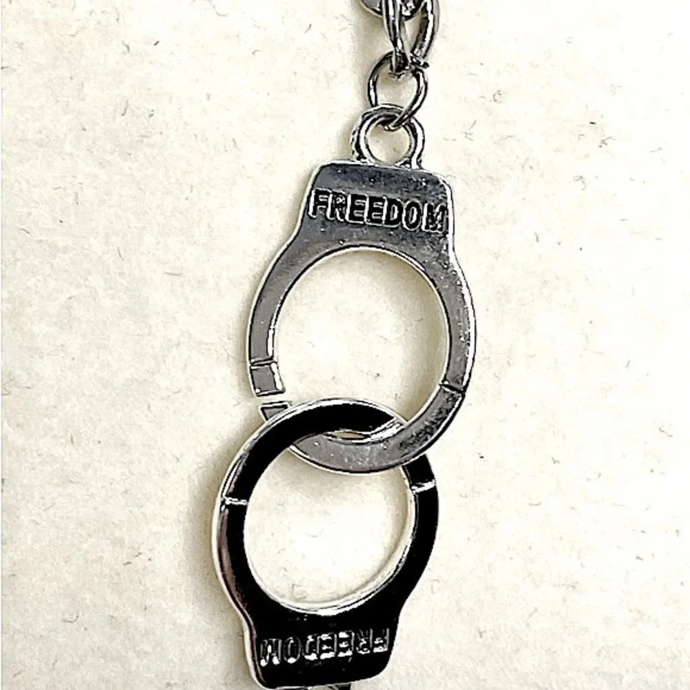 “Freedom” Handcuffs Necklace & Bracelet Custom Set l Stainless Steel l Inscribed
